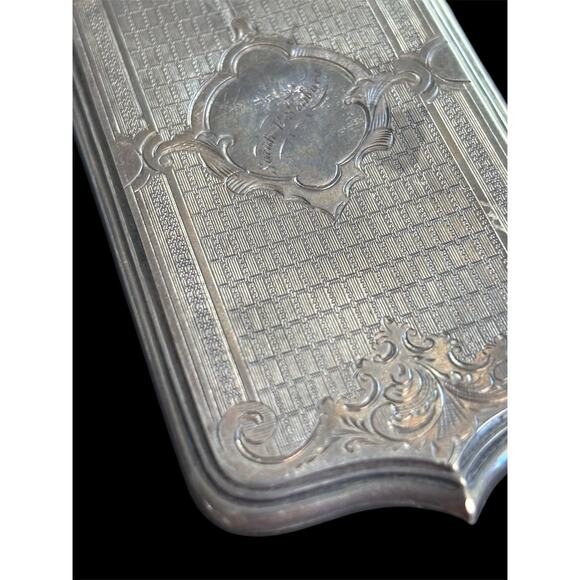 Sterling Silver Edwardian Engraved Cigarette Card Hinged Case 32.7g 925 - Picture 7 of 12